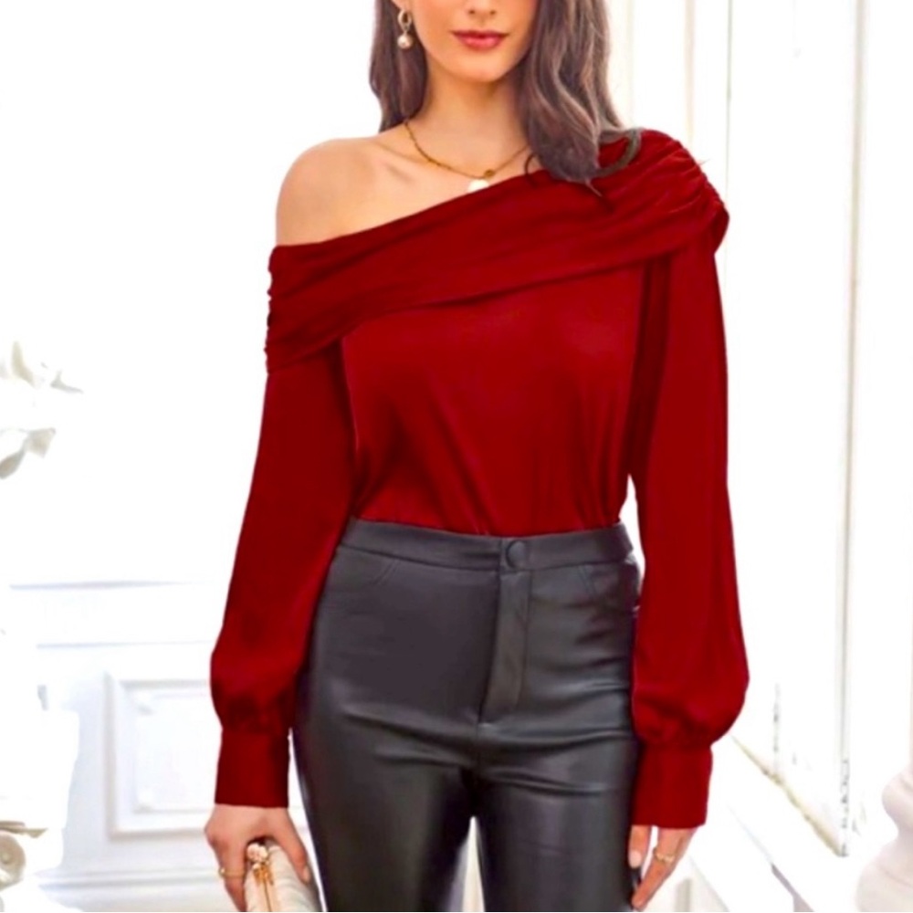 Astr Off Shoulder Red Blouse